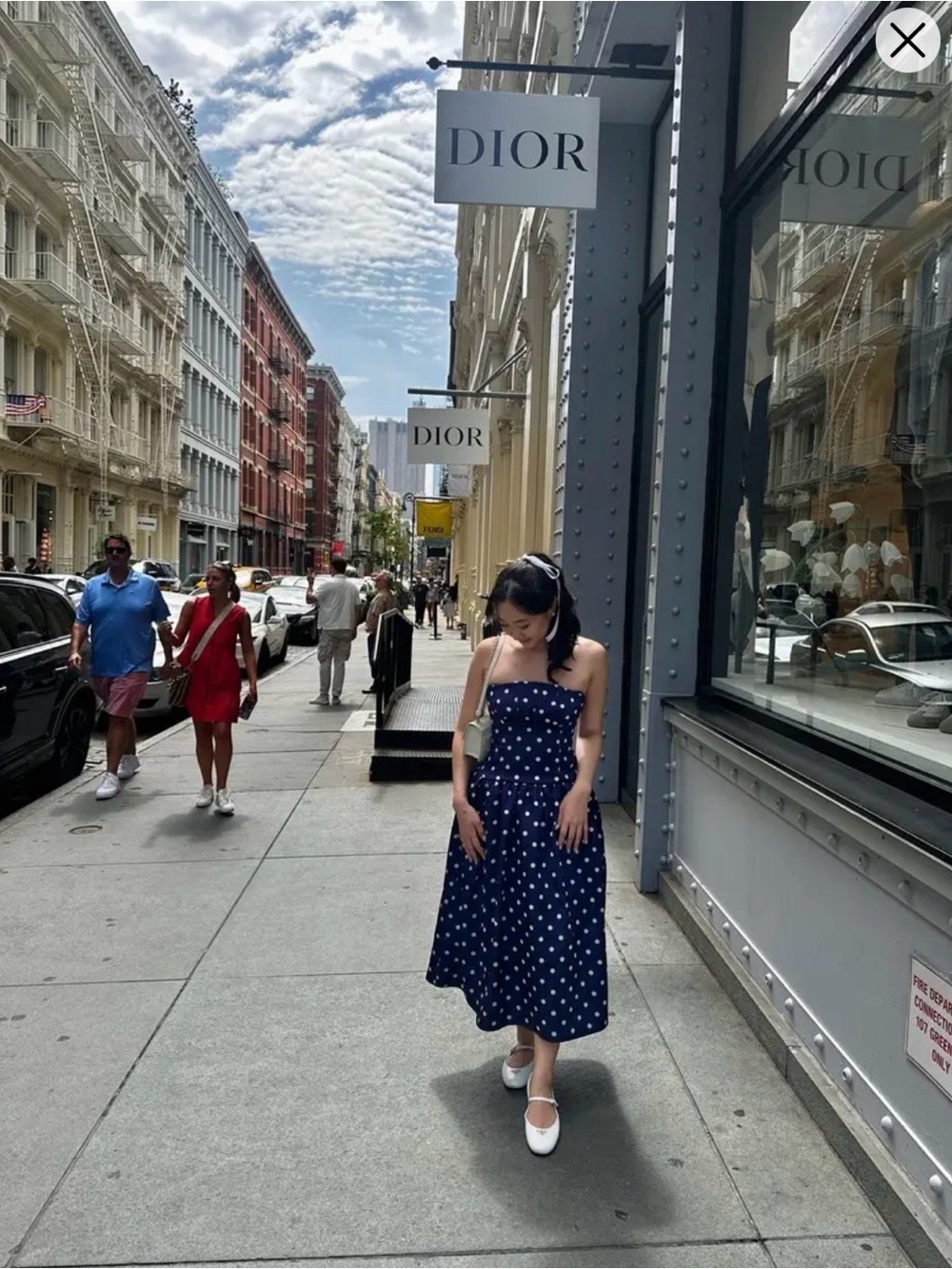 self-portrait Navy Polka Dot Strapless Midi Dress size 12 - Picture 11 of 14